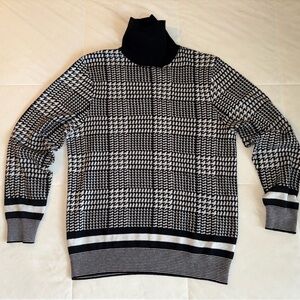 Stylish Black and White Turtleneck Sweater